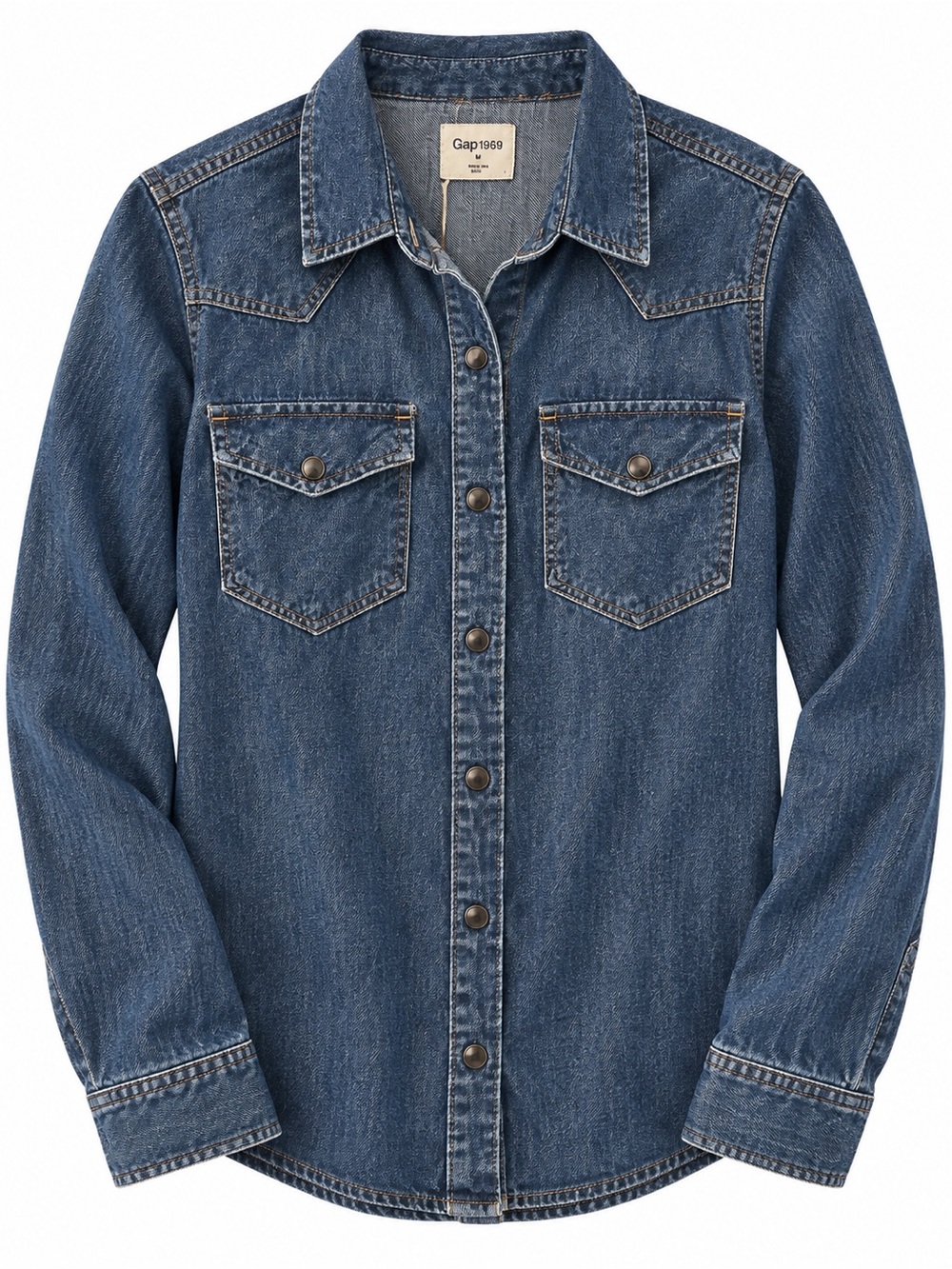 GAP 1969 100% Cotton Denim Snap Button-Down Shirt – Size M
